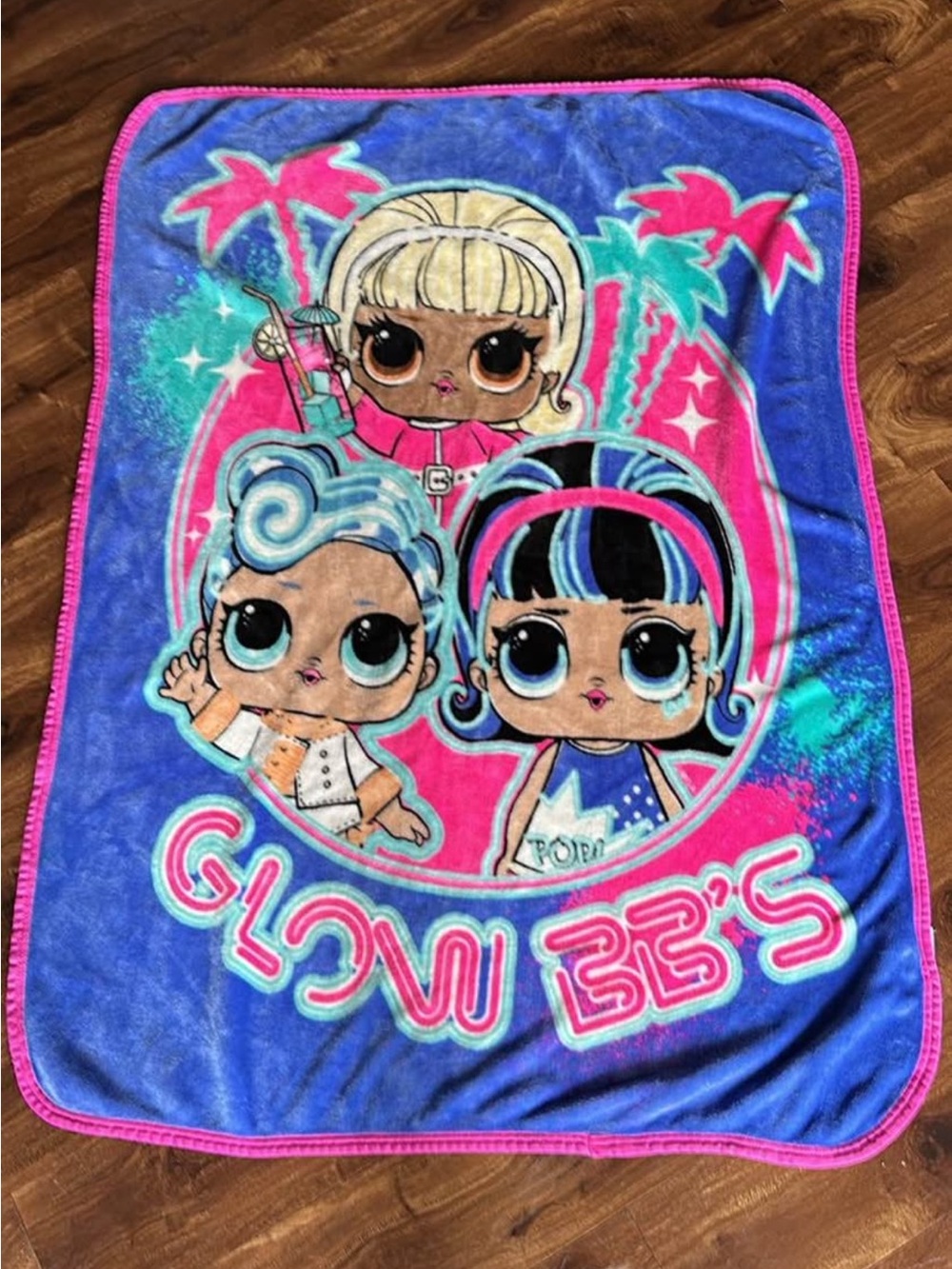 L.O.L. Surprise! Plush Blanket with Bright Blue & Hot Pink  50” x 36”